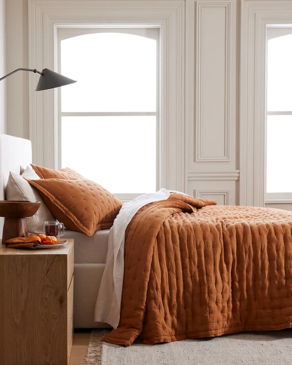 Quince - Twin European Linen Dream Quilt in Terracotta $144 Current MSRP